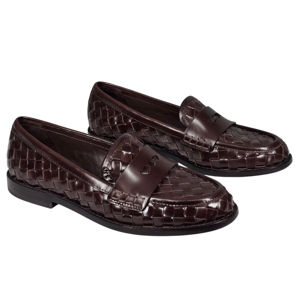 LOEFFLER RANDALL “RACHEL” ESPRESSO WOVEN LEATHER LOAFER – WOMEN’S 7.5B